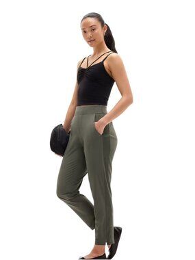 Athleta Brooklyn Mid Rise Ankle Pant Jungle Wrinkle-Resistant Tailored Stretch F